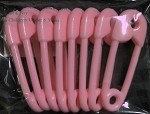 pink plastic safety pins 8 pcs