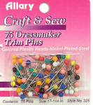 straight pins, color plastic heads 75 ct
